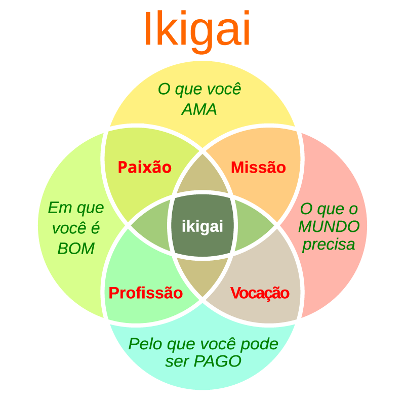 Diagrama Ikigai: Paixão, Missão, Profissão e Vocação